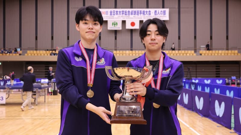 愛知工業大・谷垣佑真/中村煌和が初優勝　男子ダブルスランキングペア一覧＜卓球・全日学2024男子複＞